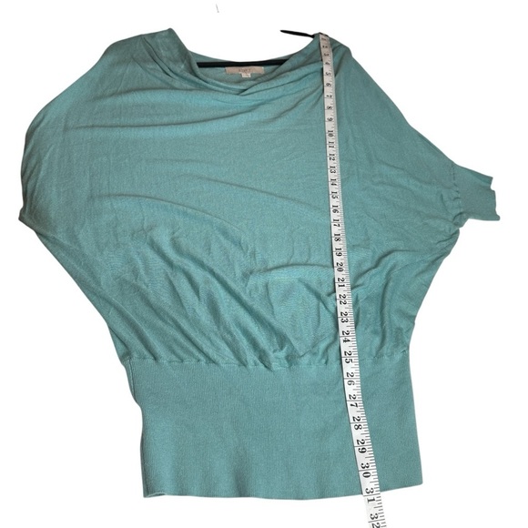 Loft Women's Blue Waffle Knit Cowl Neck Dolman Sleeve Pullover Sweater SZ L - Picture 6 of 8